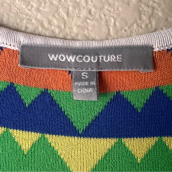 Wow Couture Colorful Zig Zag racer back tank mini dress size S - Picture 2 of 5